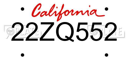 22ZQ552 California License Plate