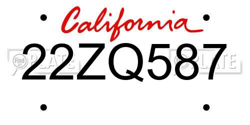 22ZQ587 California License Plate