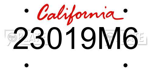 23019M6 California License Plate