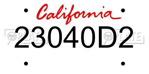 23040D2 California License Plate