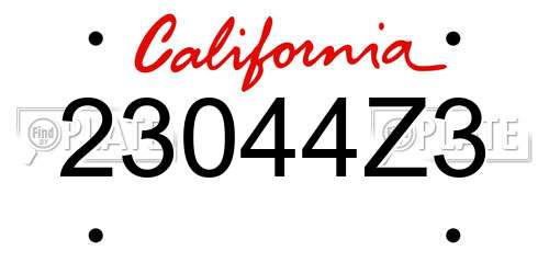 23044Z3 California License Plate