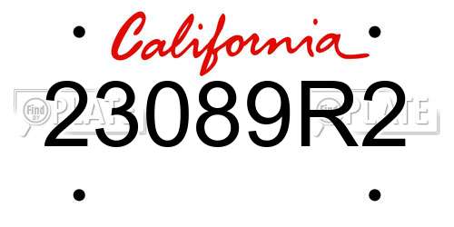 23089R2 California License Plate