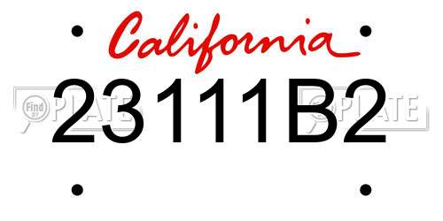 23111B2 California License Plate