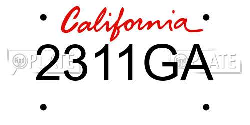 2311GA California License Plate