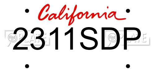 2311SDP California License Plate