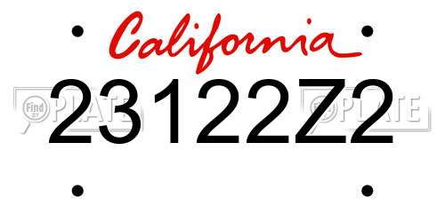 23122Z2 California License Plate