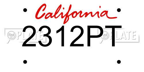 2312PT California License Plate