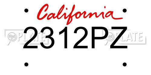 2312PZ California License Plate