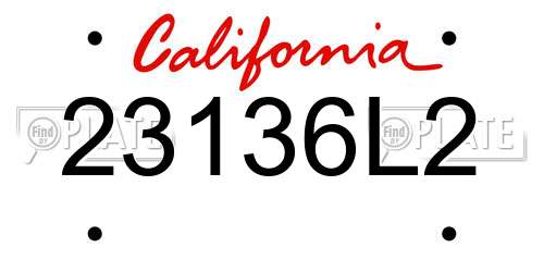 23136L2 California License Plate