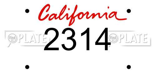2314 California License Plate