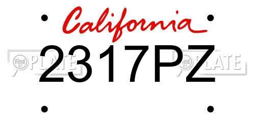 2317PZ California License Plate