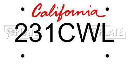 231CWL California License Plate