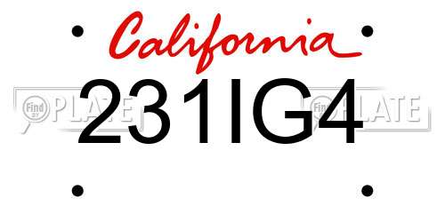 231IG4 California License Plate