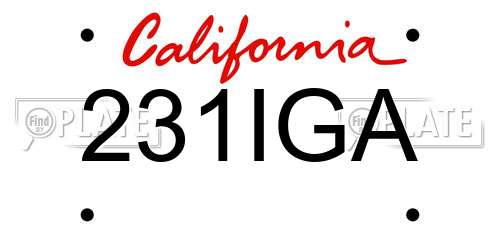231IGA California License Plate