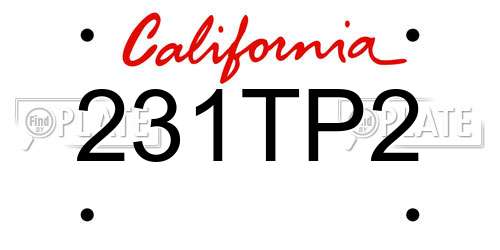 231TP2 California License Plate