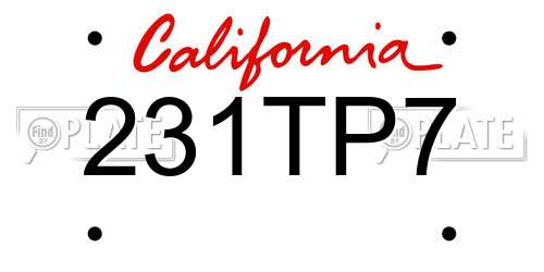 231TP7 California License Plate