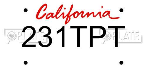 231TPT California License Plate