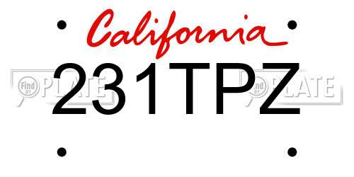 231TPZ California License Plate