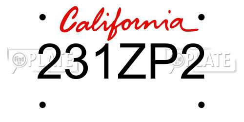 231ZP2 California License Plate