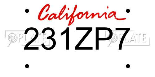 231ZP7 California License Plate