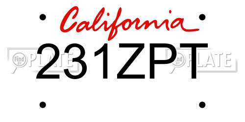 231ZPT California License Plate
