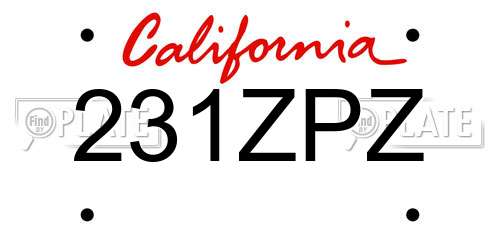 231ZPZ California License Plate