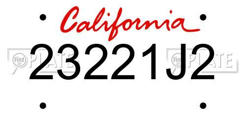 23221J2 California License Plate