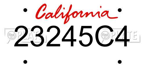 23245C4 California License Plate