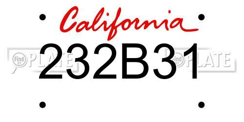 232B31 California License Plate