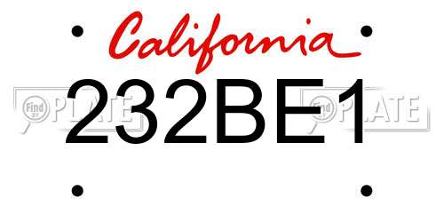 232BE1 California License Plate