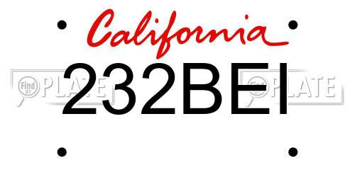 232BEI California License Plate