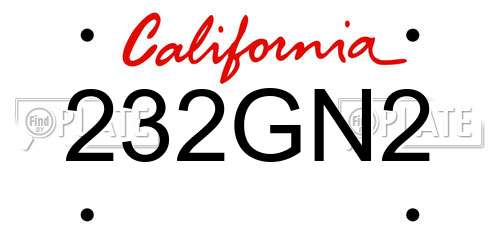 232GN2 California License Plate