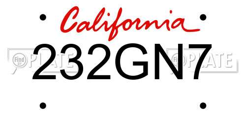 232GN7 California License Plate