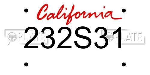 232S31 California License Plate