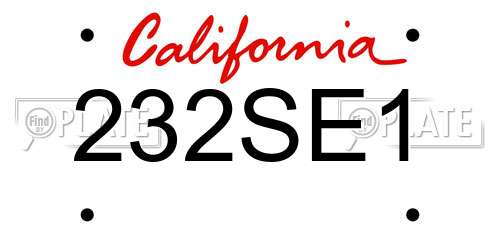 232SE1 California License Plate
