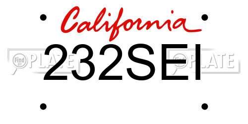 232SEI California License Plate