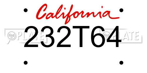 232T64 California License Plate