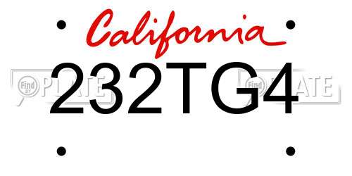 232TG4 California License Plate