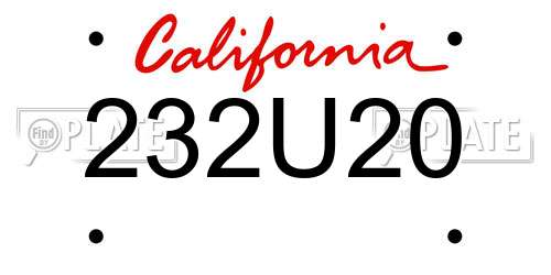 232U20 California License Plate