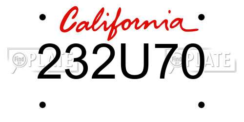 232U70 California License Plate