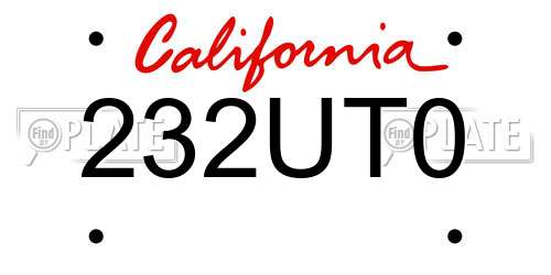 232UT0 California License Plate