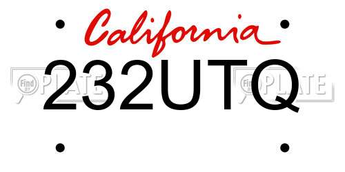 232UTQ California License Plate