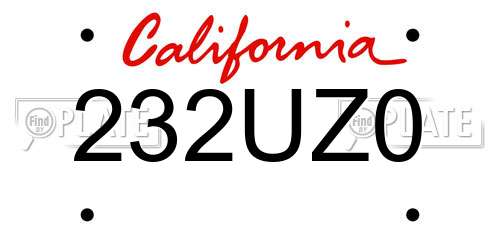 232UZ0 California License Plate