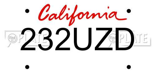 232UZD California License Plate