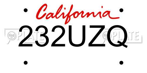 232UZQ California License Plate