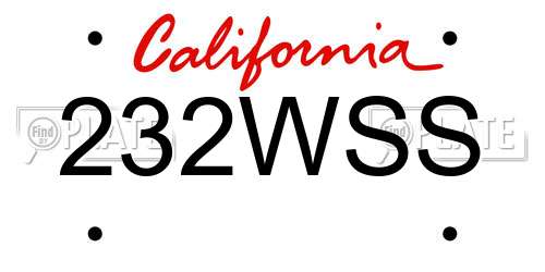 232WSS California License Plate