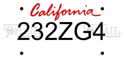 232ZG4 California License Plate