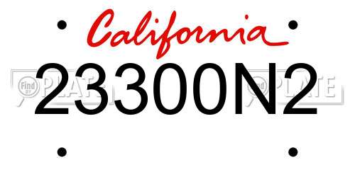 23300N2 California License Plate