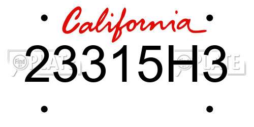 23315H3 California License Plate