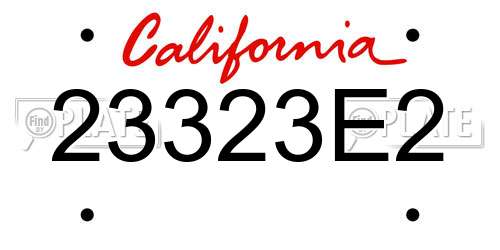 23323E2 California License Plate